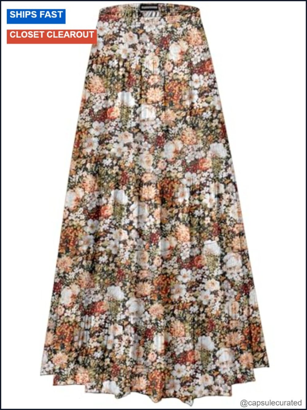 Chiffon Maxi Skirt High Waist Floral Pleated A Line Boho Flowy Tiered Long Skirt